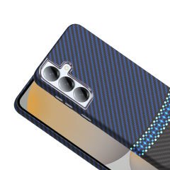 Samsung Galaxy S25 Kılıf Kablosuz Şarj Özellikli Karbon Fiber Görünümlü Gros Kapak