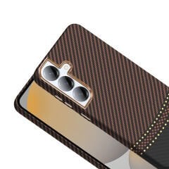 Samsung Galaxy S25 Kılıf Kablosuz Şarj Özellikli Karbon Fiber Görünümlü Gros Kapak