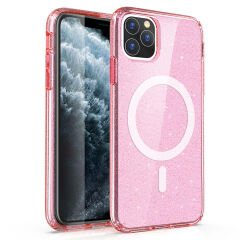 iPhone 11 Kılıf Magsafe Şarj Özellikli Parlayan Simli Saydam Renkli Allstar Kapak