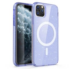 iPhone 11 Kılıf Magsafe Şarj Özellikli Parlayan Simli Saydam Renkli Allstar Kapak