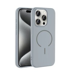 iPhone 15 Pro Max Kılıf Meta Lansman M-Safe Kamera Korumalı içi Kadife Yumuşak Renkli Süet Silikon