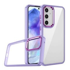 Samsung Galaxy A25 Kılıf Kamera Çıkıntılı Arkası Şeffaf Köşeleri Parlak Renkli Işlemeli Flora Kapak