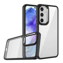 Samsung Galaxy A25 Kılıf Kamera Çıkıntılı Arkası Şeffaf Köşeleri Parlak Renkli Işlemeli Flora Kapak