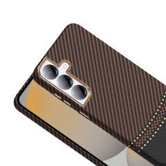 Samsung Galaxy S25 Plus Kılıf Kablosuz Şarj Özellikli Karbon Fiber Görünümlü Gros Kapak