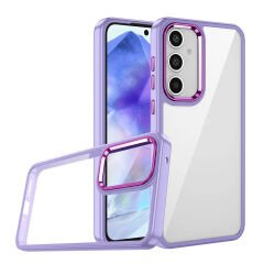 Samsung Galaxy A15 Kılıf Kamera Çıkıntılı Arkası Şeffaf Köşeleri Parlak Renkli Işlemeli Flora Kapak
