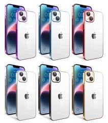 iPhone 14 Plus Kılıf Kamera Korumalı Renkli Çerçeveli Garaj Kapak