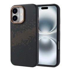 iPhone 16 Kılıf Magsafe Şarj Özellikli Karbon Fiber Tasarımlı Vave Kapak