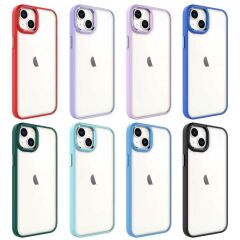 iPhone 14 Kılıf Renkli Silikon Kenarlı Krom Kapak