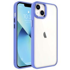 iPhone 14 Kılıf Renkli Silikon Kenarlı Krom Kapak