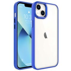 iPhone 14 Kılıf Renkli Silikon Kenarlı Krom Kapak