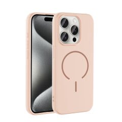 iPhone 15 Pro Kılıf Meta Lansman M-Safe Kamera Korumalı içi Kadife Yumuşak Renkli Süet Silikon