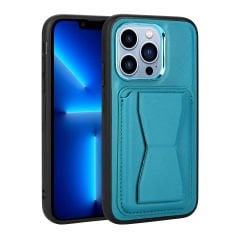 iPhone 13 Pro Kılıf Kartlıklı Standlı ​Pu Deri Memo Kapak