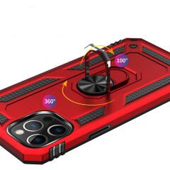 iPhone 12 Pro Kılıf Vega Tank Sert Yüzüklü Standlı Zırh Koruma Kapak