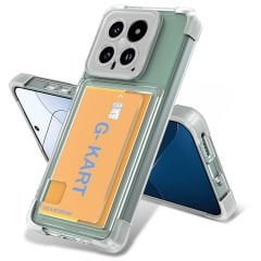 Xiaomi Mi 14 Kılıf Airbag Tasarımlı Şeffaf Kartlıklı G-Kart Kapak