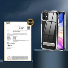iPhone 11 Kılıf Standlı Şeffaf Silikon L-Stand Kapak