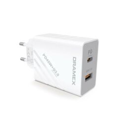 Dramex DPQ45B Platınum Usb+Type-C Dual Port Pd 45W Süper Hızlı Şarj Adaptörü