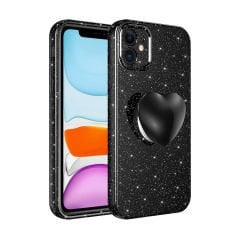 iPhone 11 Kılıf Kamera Korumalı Simli Pop Soketli Lüks Koton Soketli Kapak