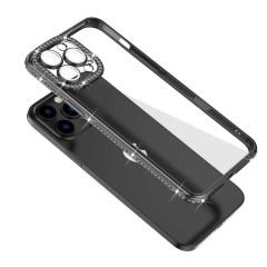 iPhone 12 Pro Kılıf Kamera Korumalı Taşlı Mina Kapak