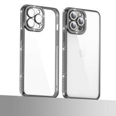 iPhone 12 Pro Kılıf Kamera Korumalı Taşlı Mina Kapak