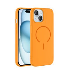 iPhone 15 Kılıf Meta Lansman M-Safe Kamera Korumalı içi Kadife Yumuşak Renkli Süet Silikon