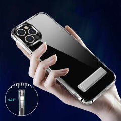 iPhone 12 Pro Max Kılıf Standlı Şeffaf Silikon L-Stand Kapak