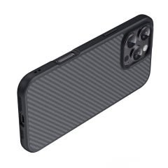 iPhone 16 Pro Max Kılıf Magsafe Şarj Özellikli Karbon Fiber Tasarımlı Elnino Kapak