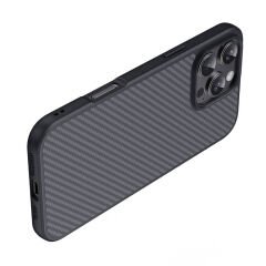 iPhone 16 Pro Kılıf Magsafe Şarj Özellikli Karbon Fiber Tasarımlı Elnino Kapak