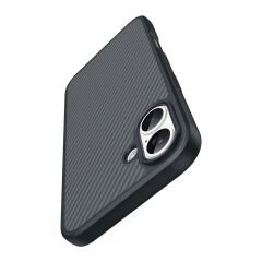 iPhone 16 Plus Kılıf Magsafe Şarj Özellikli Karbon Fiber Tasarımlı Elnino Kapak