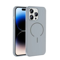 iPhone 14 Pro Max Kılıf Meta Lansman M-Safe Kamera Korumalı içi Kadife Yumuşak Renkli Süet Silikon