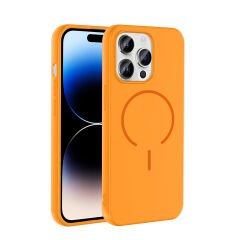 iPhone 14 Pro Max Kılıf Meta Lansman M-Safe Kamera Korumalı içi Kadife Yumuşak Renkli Süet Silikon