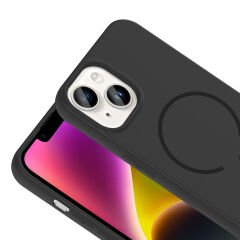 iPhone 14 Kılıf Meta Lansman M-Safe Kamera Korumalı içi Kadife Yumuşak Renkli Süet Silikon