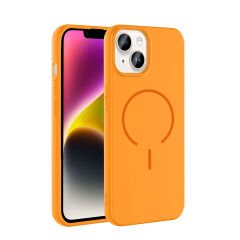 iPhone 14 Kılıf Meta Lansman M-Safe Kamera Korumalı içi Kadife Yumuşak Renkli Süet Silikon