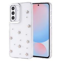 Samsung Galaxy A56 Kılıf Airbag Tasarımlı Simli Şeffaf Kutup Kapak