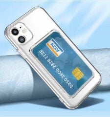 iPhone 12 Kılıf Kartlıklı Şeffaf Setra Clear Silikon Kapak