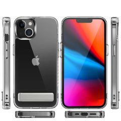 iPhone 14 Kılıf Standlı Şeffaf Silikon L-Stand Kapak