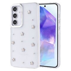 Samsung Galaxy A35 Kılıf Airbag Tasarımlı Simli Şeffaf Kutup Kapak