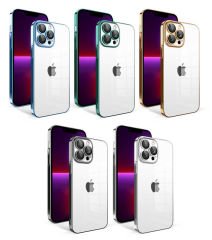 iPhone 13 Pro Kılıf Kamera Korumalı Renkli Çerçeveli  Garaj Kapak