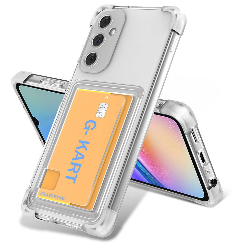 Samsung Galaxy A15 Kılıf Airbag Tasarımlı Şeffaf Kartlıklı G-Kart Kapak