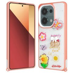 Xiaomi Poco M6 Pro 4G Kılıf Parlayan Simli Kabartma Figürlü Cevze Kapak
