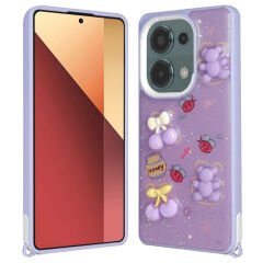 Xiaomi Poco M6 Pro 4G Kılıf Parlayan Simli Kabartma Figürlü Cevze Kapak