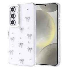 Samsung Galaxy S24 FE Kılıf Airbag Tasarımlı Simli Şeffaf Kutup Kapak