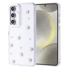 Samsung Galaxy S24 FE Kılıf Airbag Tasarımlı Simli Şeffaf Kutup Kapak