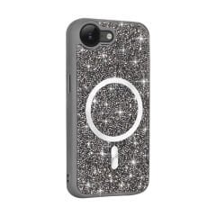 iPhone 16E Kılıf Pırlanta Tasarımlı Kablosuz Şarj Özellikli Mozaik Silikon Kapak