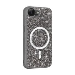 iPhone 16E Kılıf Pırlanta Tasarımlı Kablosuz Şarj Özellikli Mozaik Silikon Kapak