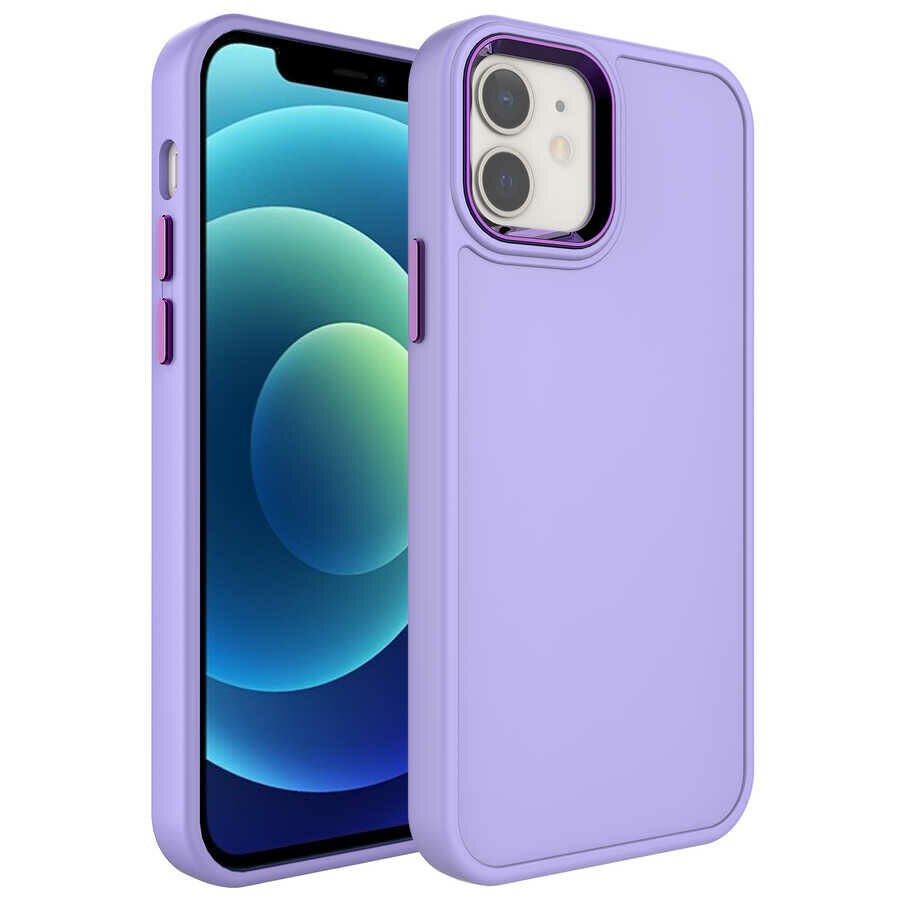 iPhone 11 Kılıf Metal Çerçeve ve Buton Tasarımlı Sert Botox Kapak
