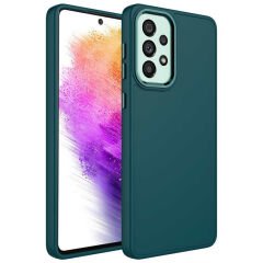 Samsung Galaxy A73 Metal Çerçeve ve Buton Tasarımlı Silikon Luna Kapak kılıf