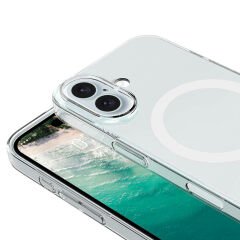 iPhone 16 Plus Kılıf Magsafe Şarj Özellikli Şeffaf Tek Kamera Çerçeveli Porto Kapak