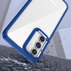 Samsung Galaxy A54 Kılıf Kamera Çıkıntılı Arkası Şeffaf Köşeleri Parlak Renkli Işlemeli Flora Kapak