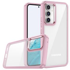 Samsung Galaxy A54 Kılıf Kamera Çıkıntılı Arkası Şeffaf Köşeleri Parlak Renkli Işlemeli Flora Kapak