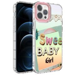 iPhone 12 Pro Max Kılıf Kamera Korumalı Renkli Desenli Sert Silikon Korn Kapak